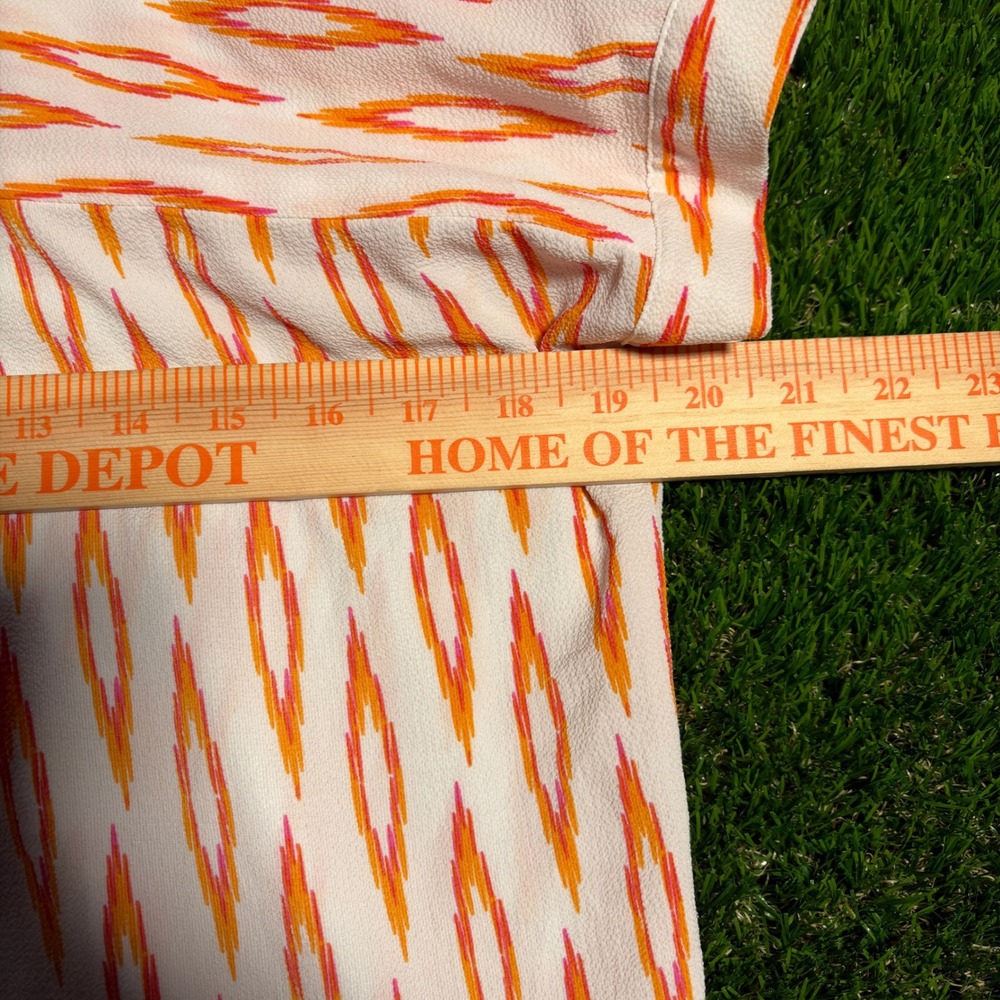 Investments Womens Orange Ikat Print Short Sleeve Button Up Top Blouse Sz M BOHO - Picture 6 of 6